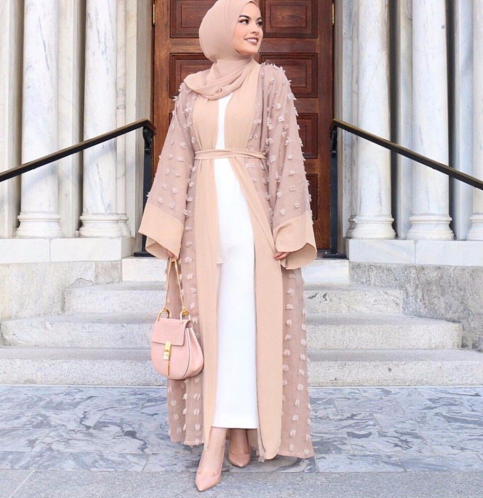 layered abaya with open