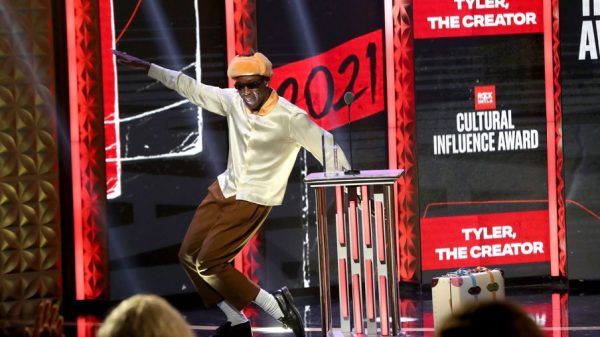 Tyler the Creator accepts the Rock The Bells Cultural Influence Award 2021 billboard 1548 1633469629 compressed 904x598 1